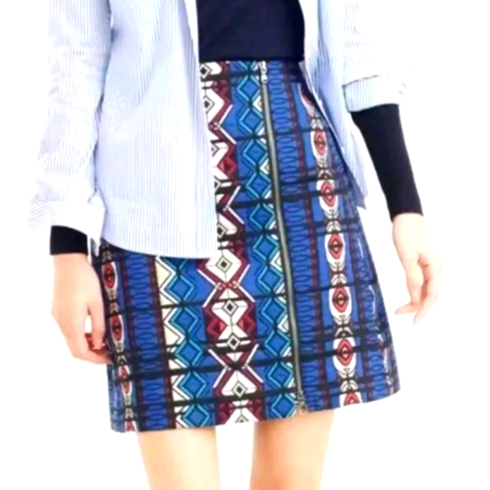 J.Crew Windowpane Jacquard Front Zip Mini Skirt Size 6